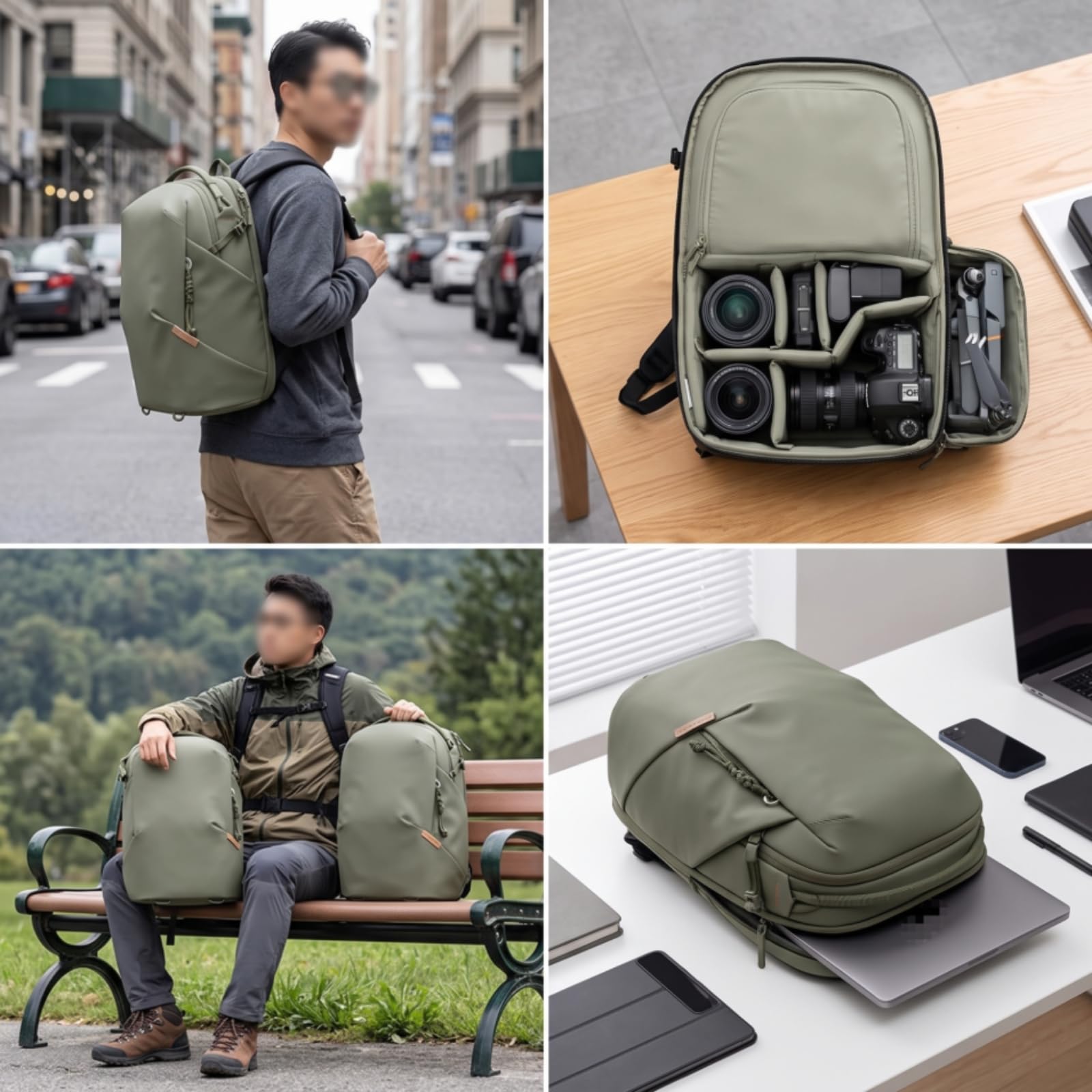 Zaino Fotocamera Borsa Macchina Fotografica Zaino Fotografia Zaino Attrezzatura Fotografica Borsa Videocamera in Poliestere con Manico Superiore E, Array, Nero-disponibile, 22L