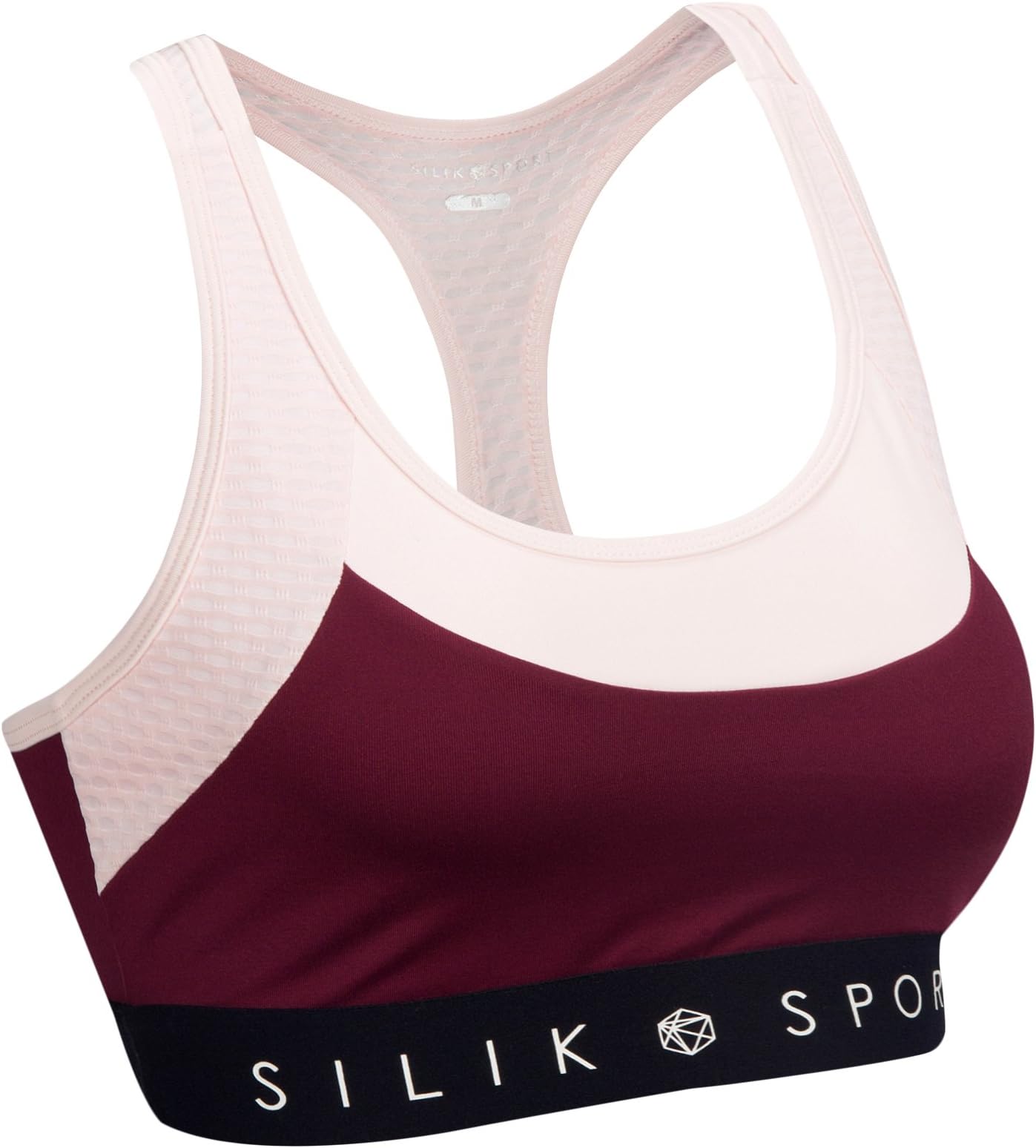 SILIK Womens Support Sports Bras Raceback Workout Athletic Padded Yoga Bra Dark Red Small