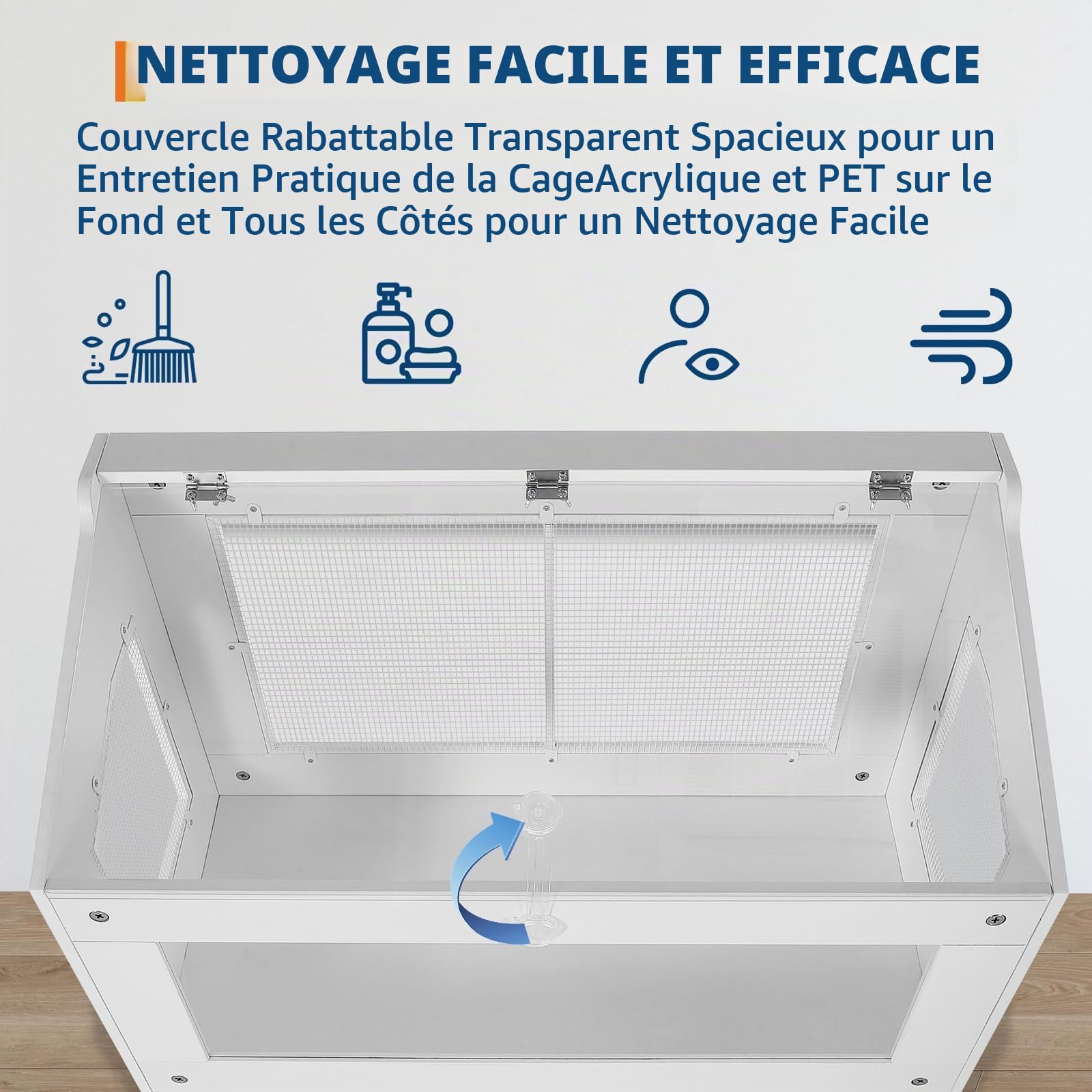 Garvee Grand Cage aérée pour Petits Animaux – Habitat avec Armoire de Rangement et Panneaux en Acrylique Transparent – Idéale pour Hamster, Cochon d’Inde, hérisson, Gerbille – Nettoyage aisé