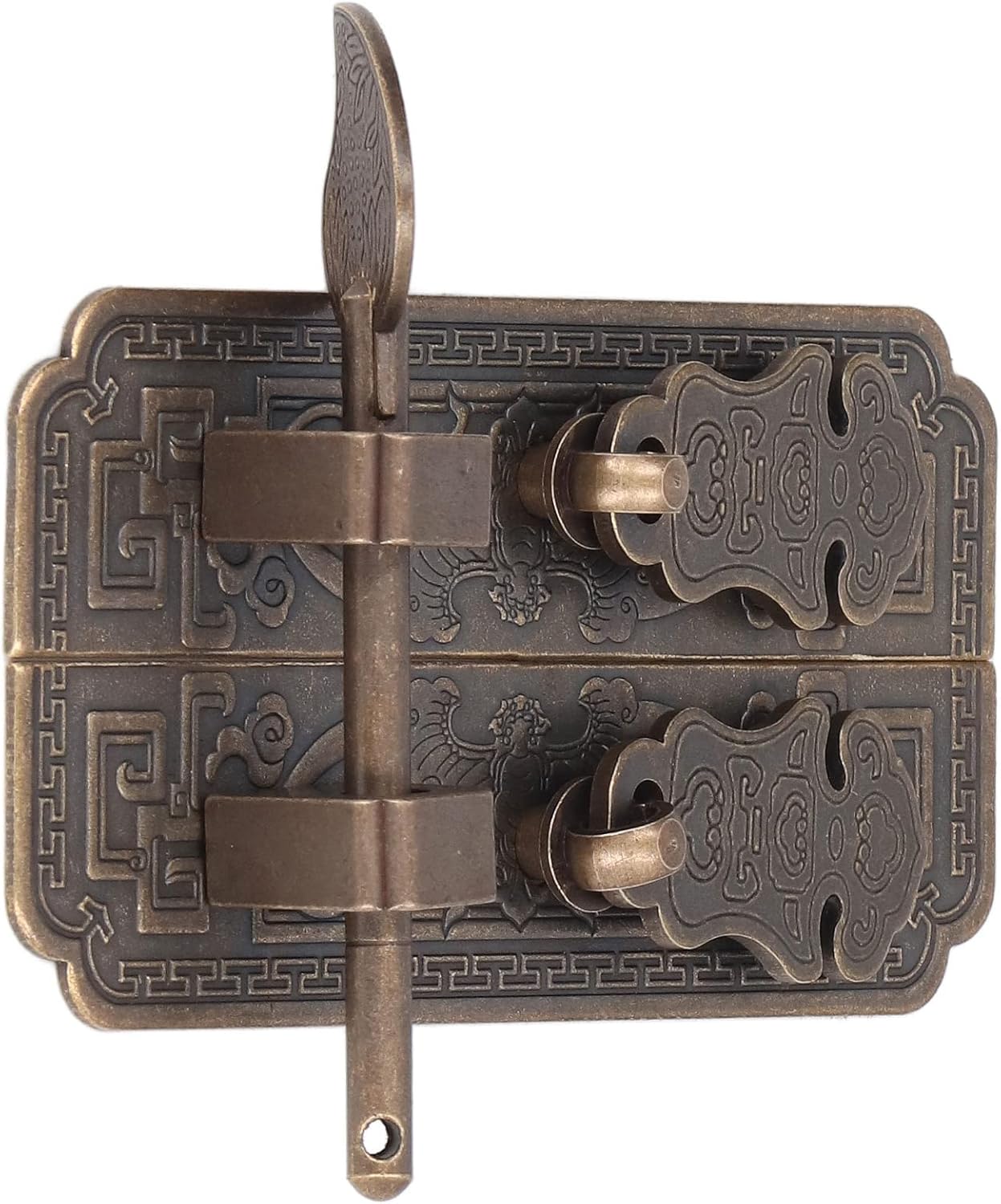Antique Brass Door Pull Plate with Auspicious Bat Pattern Chinese Style Faceplate for Cabinet Furniture Decoration
