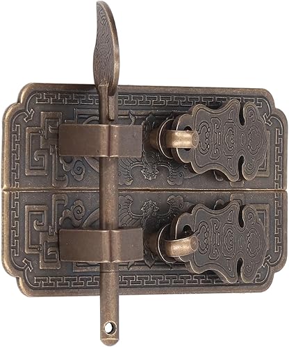 Miniatura 6 de FTVOGUE Tirador de puerta chino, latón antiguo tira de gabinete placa frontal retro auspicioso patrón de murciélago manijas decorativas de gabinete