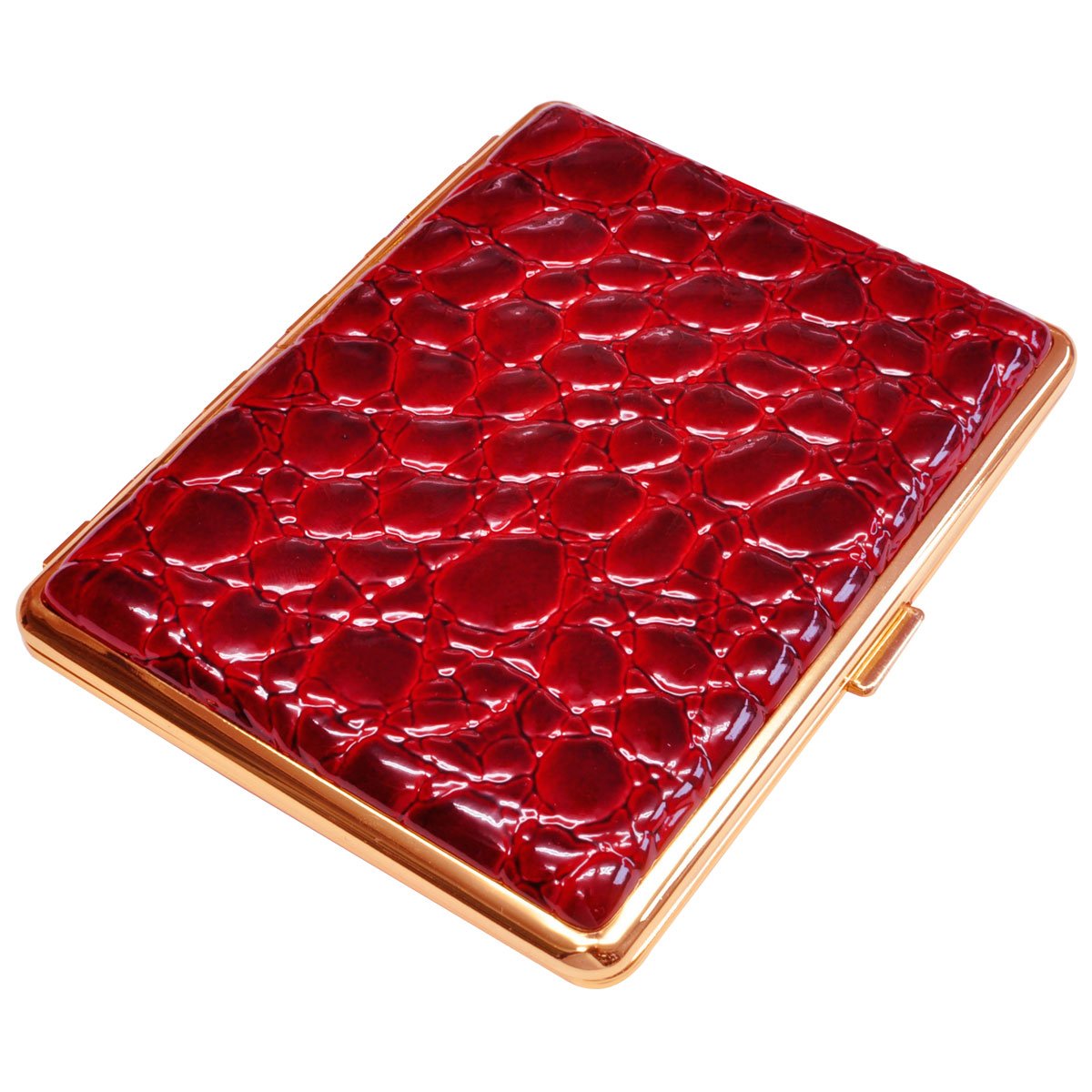 Tsubota Pearl Tobacco Case, Long Size (3.9 inches (100 mm), Holds 20 Bottles, Enamel Croco Embossing, Red 3-31756-20