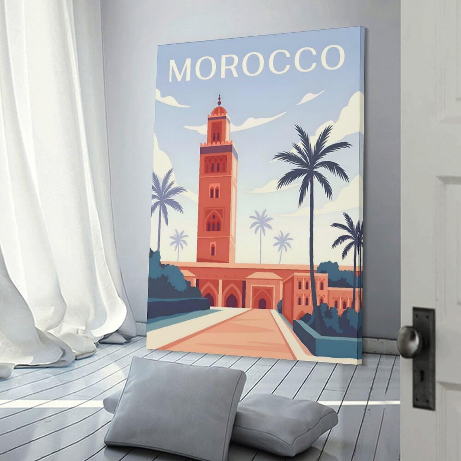 Junmoney Frame-Style-7 Morocco Travel (7) Canvas Wall Decor 08X12inch(20X30cm), For Entrance Walls, Hall Decor Or Foyers, Wall Decor To Refresh Empty Corners