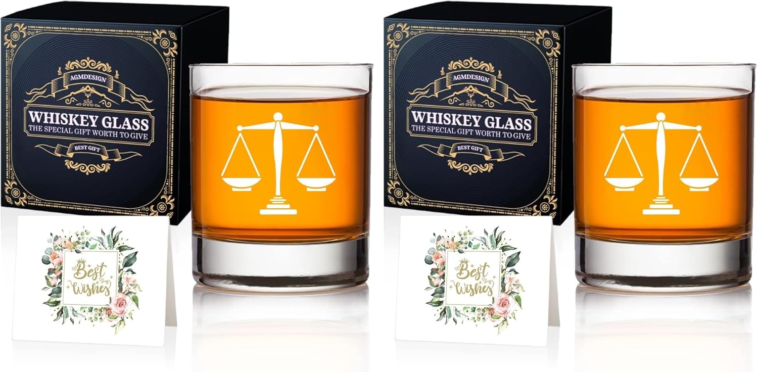 AGMDESIGN Lawyer Whiskey Glass, 11 oz, Good Day Bad Day Don't Even Ask, Dishwasher Safe, Birthday Gift for Paralegal, Attorney, Legal Assistant, or Law Student (Pack of 2)