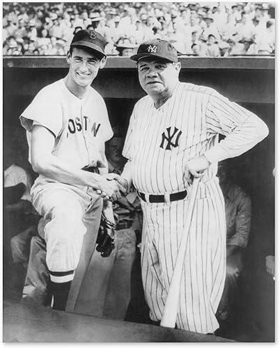 Miniatura 8 de HISTORIX Póster vintage de 1943 de Ted Williams y Babe Ruth – Foto vintage de 11 x 14 pulgadas de Babe Ruth y Ted Williams en un Dugout en Fenway