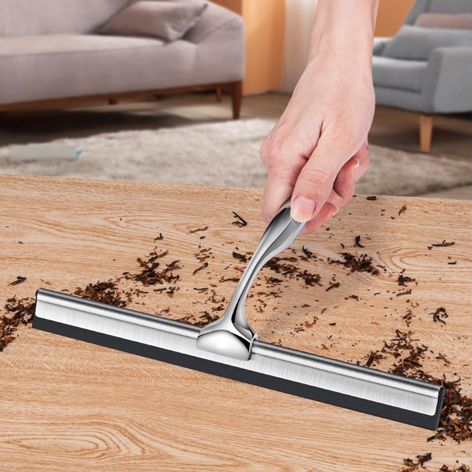 Tergivetro Per Doccia In Acciaio Inox - 25.5 Cm, Con Lama In Silicone E Gancio Adesivo, Per Vetri E Specchi