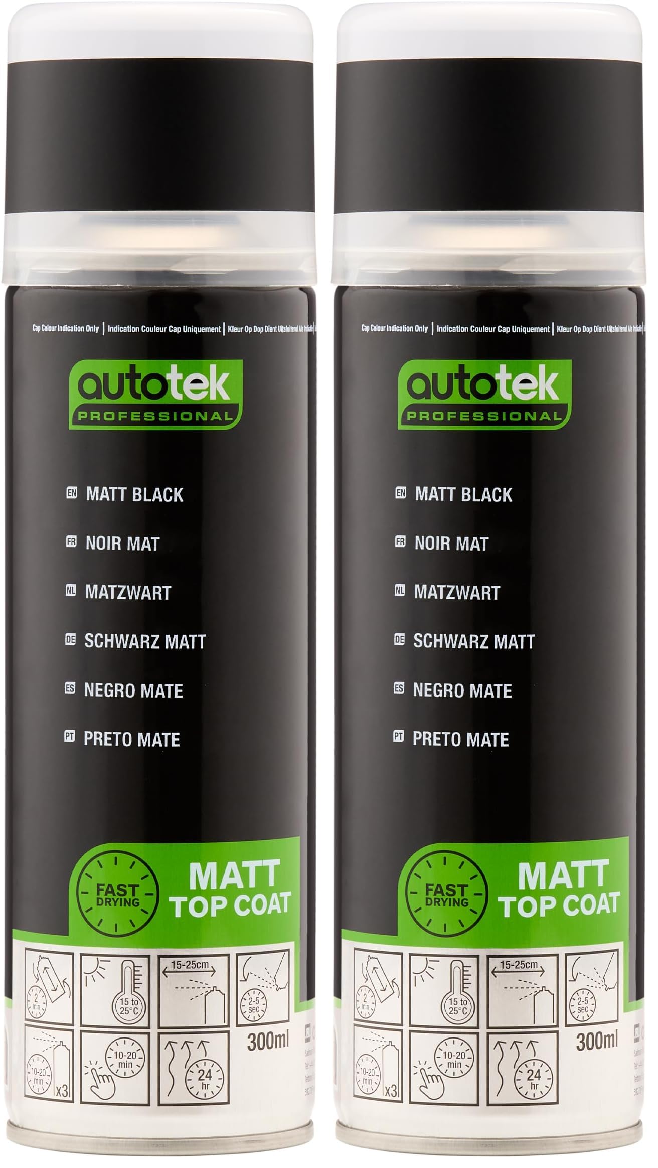 Peinture en aérosol noire mate pour rénover vos objets Autotek 300 ml x2