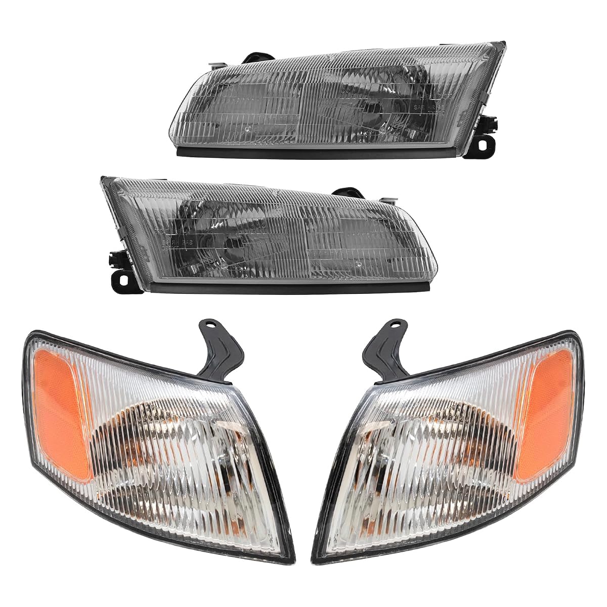 TRQ Headlight Assembly Set for 1997-1999 Toyota Camry, Model LKA55913, Includes
