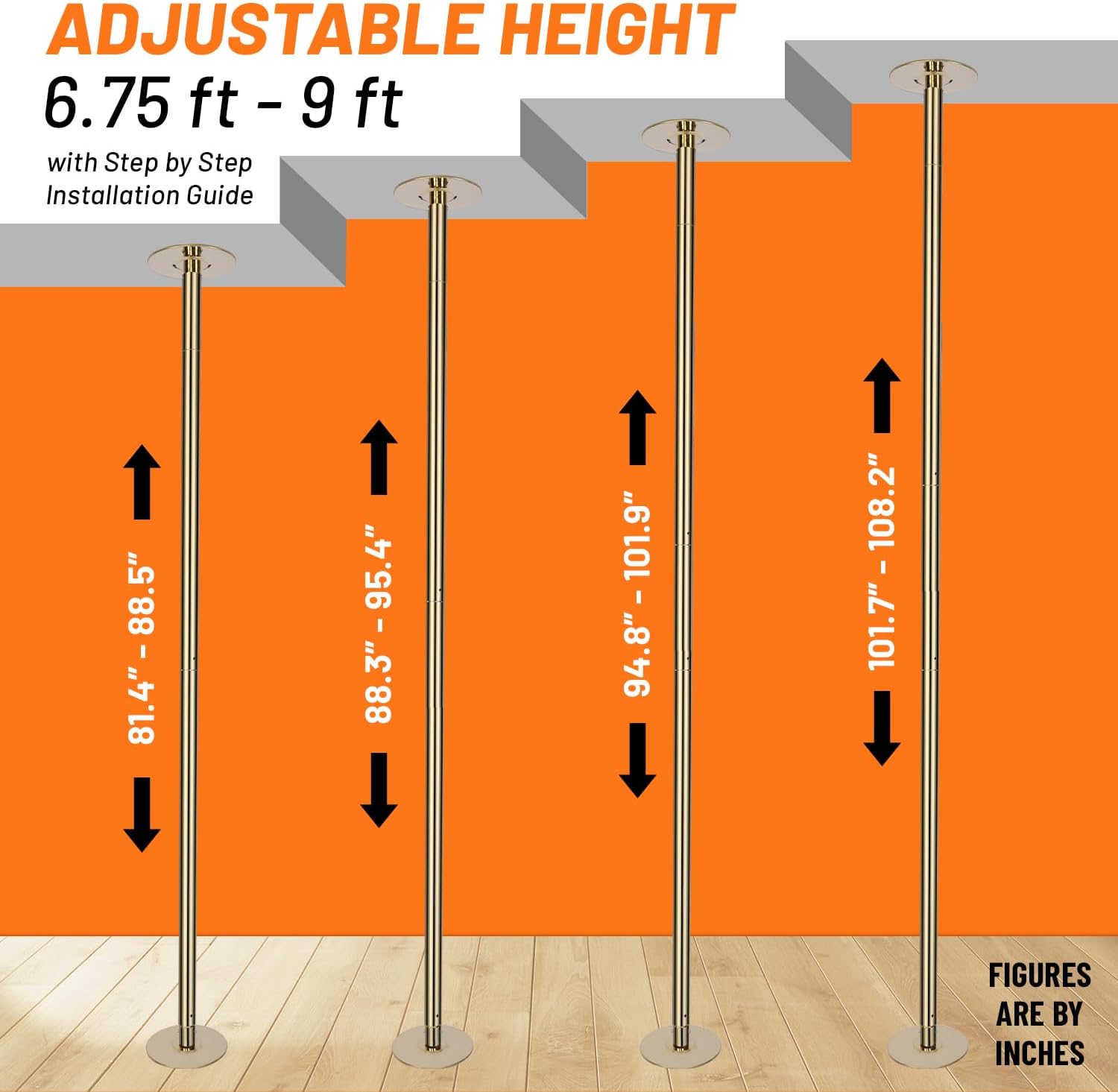 Premium Pole Spinning Static Dance Pole Kit | Portable & Removable 45mm Exercise Pole for Club, Party, Home Easy Assembly Safe & Sturdy Steel Construction | Silicone Rubber Protection