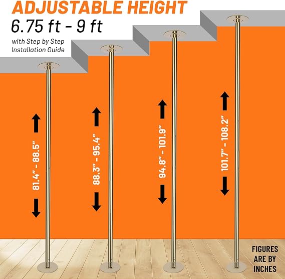 runmaster Premium Pole Spinning Static Dance Pole Kit | Portable & Removable 45mm Exercise Pole for Club, Party, Home Easy Assembly Safe & Sturdy Steel Construction | Silicone Rubber Protection