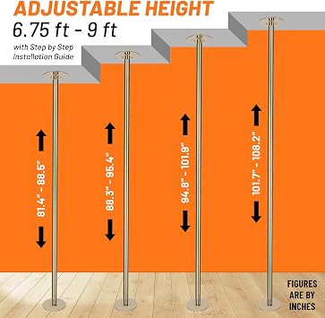 runmaster Premium Pole Spinning Static Dance Pole Kit | Portable & Removable 45mm Exercise Pole for Club, Party, Home Easy Assembly Safe & Sturdy Steel Construction | Silicone Rubber Protection