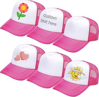 Ultrafun 6 Pack Kids Trucker Hat Sublimation Blank Plain Hats Mesh Adjustable Outdoor Sports Baseball Caps for Boys Girls