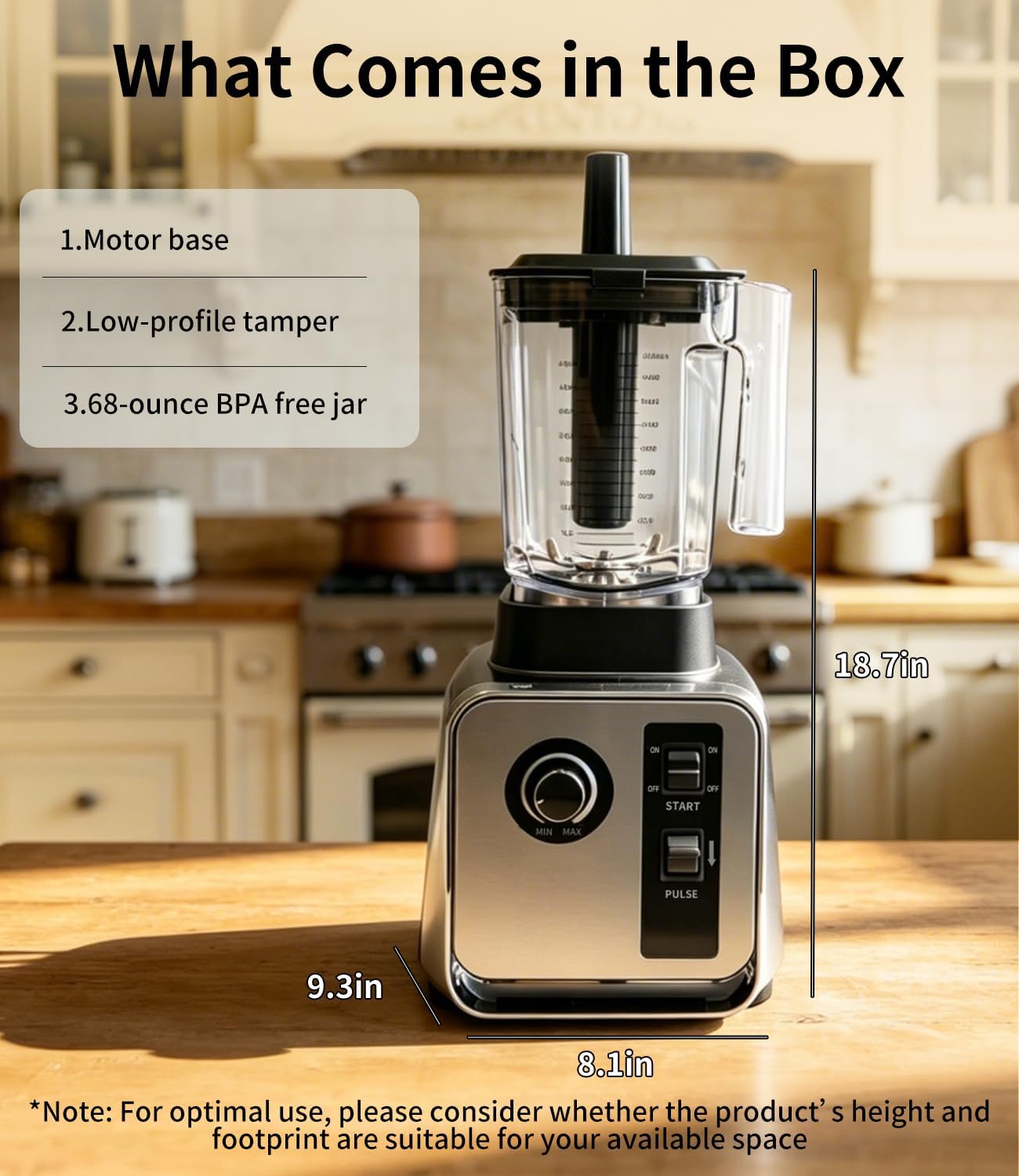 1500W Blender for Kitchen, 8-Cup Smoothie Blender with Variable Speed Dial for Shakes, Frozen Drink Mixer, Ice Crushing, Ice Cream