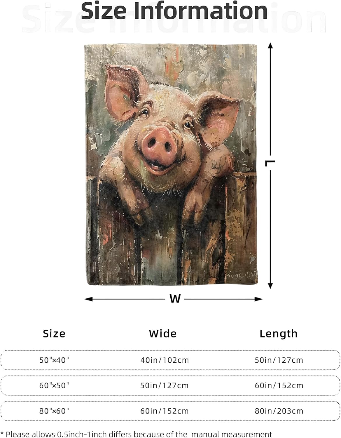 Cute Pig Blanket for Home Decoration, Realistic Farm Animal Design, Kids Boys Girls Women Gifts, 50"x60", Soft Fleece, Lightweight and Breathable, Ideal for Sofa Bed Office Picnic Dorm