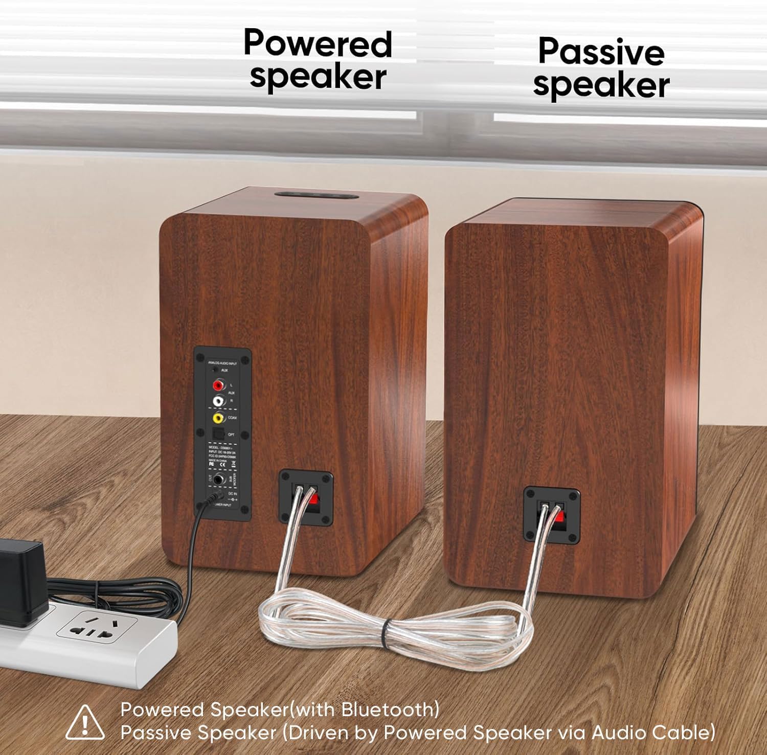 Saiyin Bluetooth Bookshelf, 40W X 2 Powered TV-Lautsprecher mit 4-Zoll-Tieftöner, Turntable-Lautsprecher mit optischem/AUX-Eingang/Subwoofer Line Out für PC und TVs