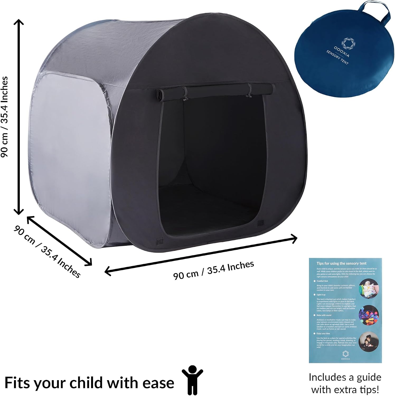Sensory Tent | Calm Corner for Children to Play and Relax | Sensory Corner | Helps with Autism, SPD, Anxiety & Improve Focus | Black Out Sensory Tents for Autistic Children | Small