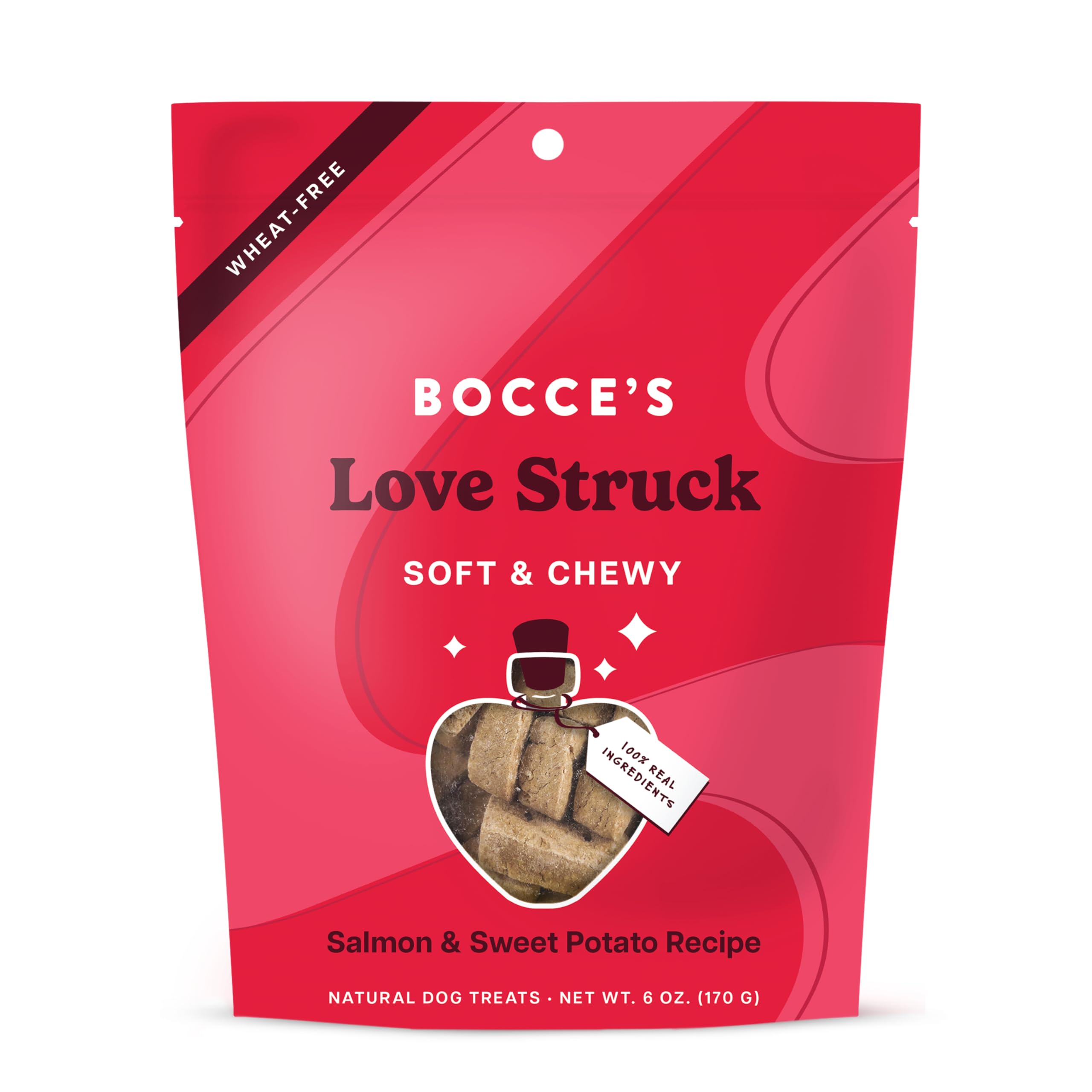 Bocce's Bakery Love Struck Valentine's Dog Treats - Wheat-Free, All-Natural Soft & Chewy Cookies Made with Real Ingredients - Baked in The USA, 6 oz