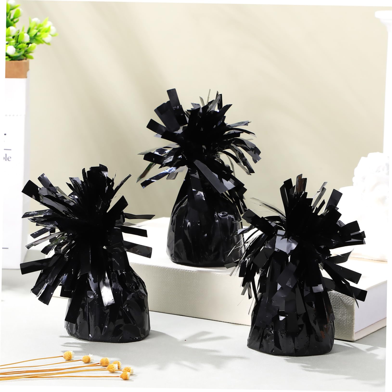 Pesetti per Palloncini, 8 Pezzi in Pet Nero, Resistenti ai Danni, Facili da Usare, per Matrimonio e Festa, Design Compatto e Lucido
