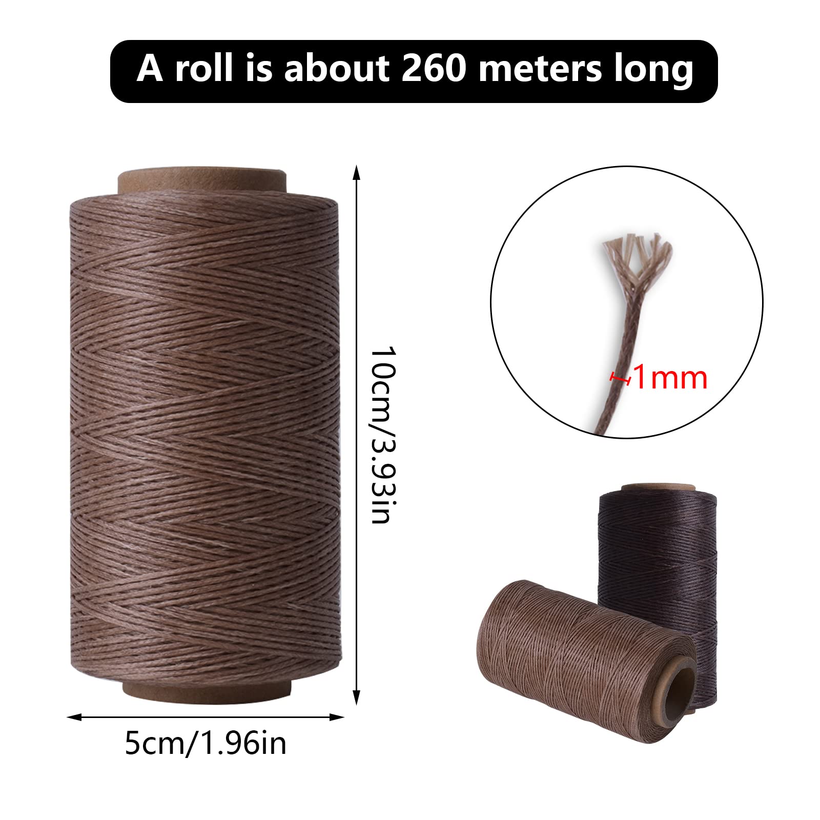 Gewachster Nähfaden Für Leder – 260 M, 1 Mm Stark, Schwarz – Ideal Für Lederarbeiten, Buchbinden, Reparaturen & DIY-Schmuck