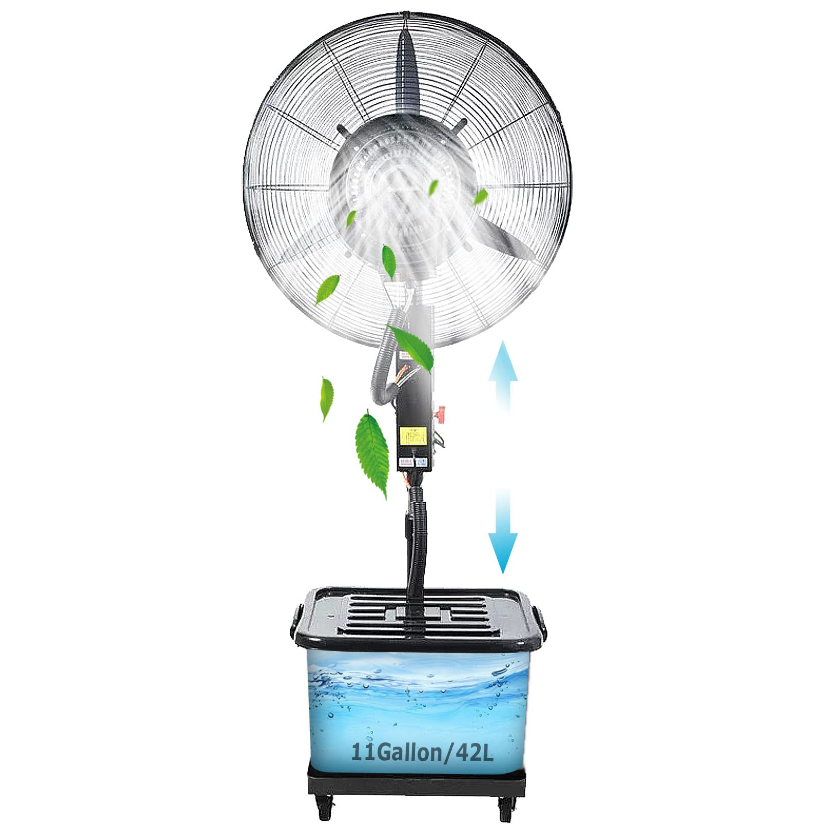 AYCDL Misting Fan with 3 Cooling Speeds, Oscillating Pedestal Fan with Mist, Industrial or Commercial Patio Outside Restaurant Cooling Fan, Adjustable Height,81cm/31.9in