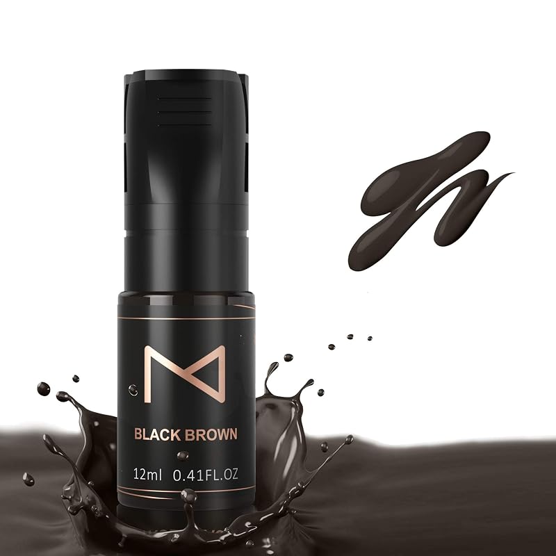 M Pigmento líquido cosmético 12 mL para sobrancelhas em pó, Black Brown