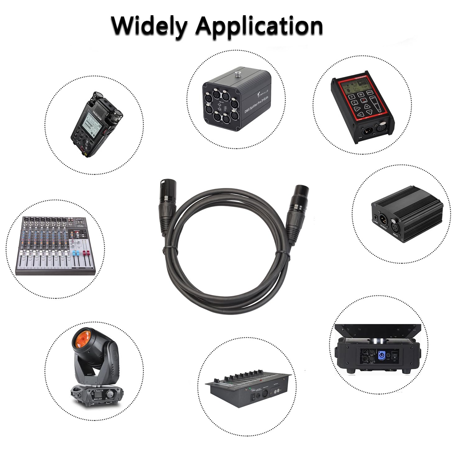 DMX Controller mit 3 m DMX Kabel, 192 Kanäle DMX Lichtsteuerung 512 DJ Controller, Beleuchtungs mixer Konsole, DMX Konsolen Kit für Lichtshows Party Disco Pub DJ-Bars und Moving Heads Led Par