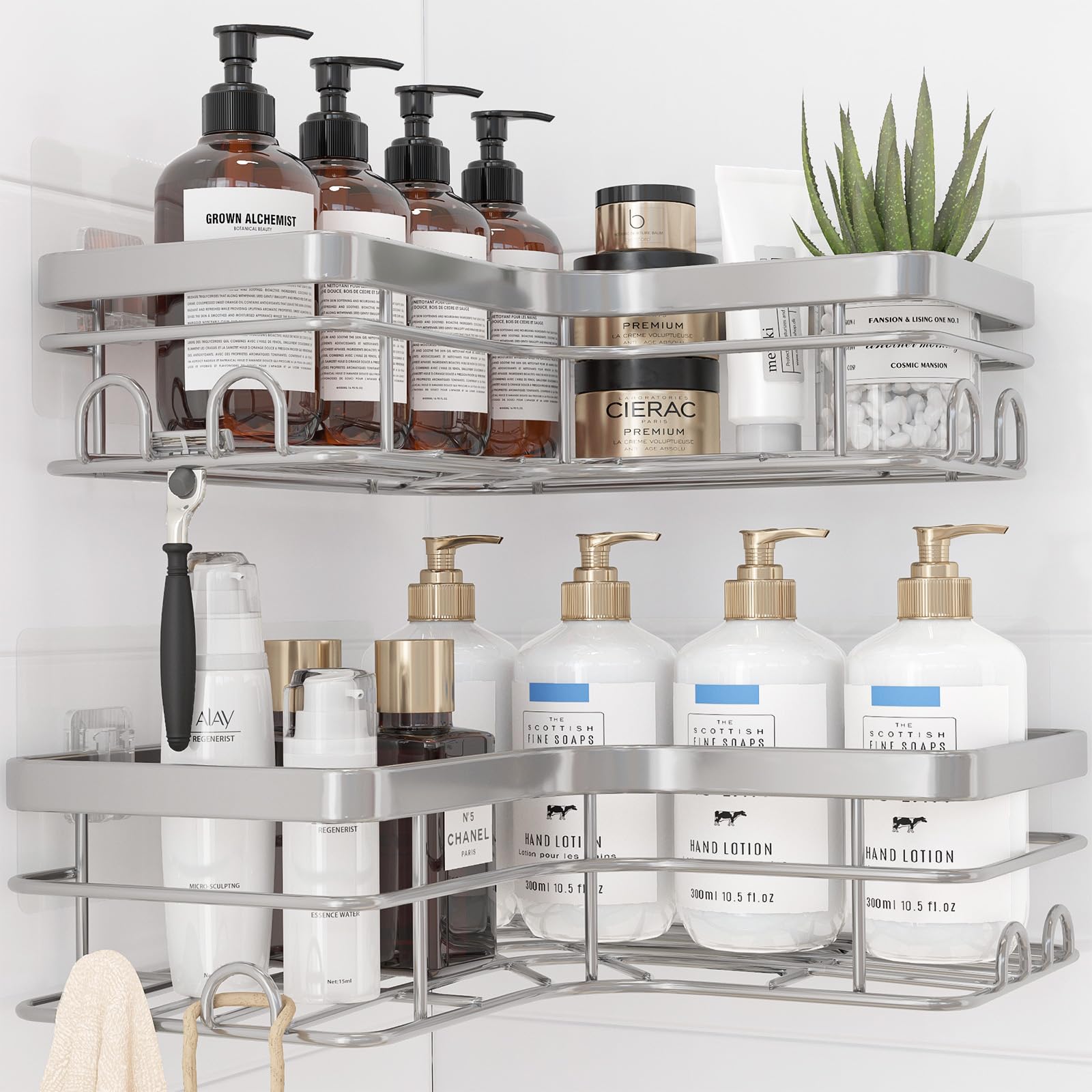 Sakugi Corner Shower Caddy - No Drill Bathroom Shelves -15