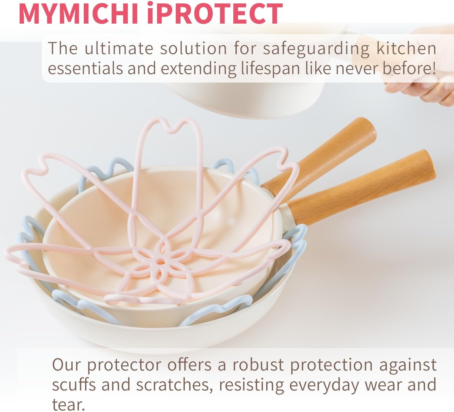 iPROTECT - Stack Expert | Multi-Purpose BPA-Free Silicone Pots/Pans Protector. Set of 2 or 3. for All Cookware Sizes, Protects Coating & Scratches, Trivet for Larger cookware