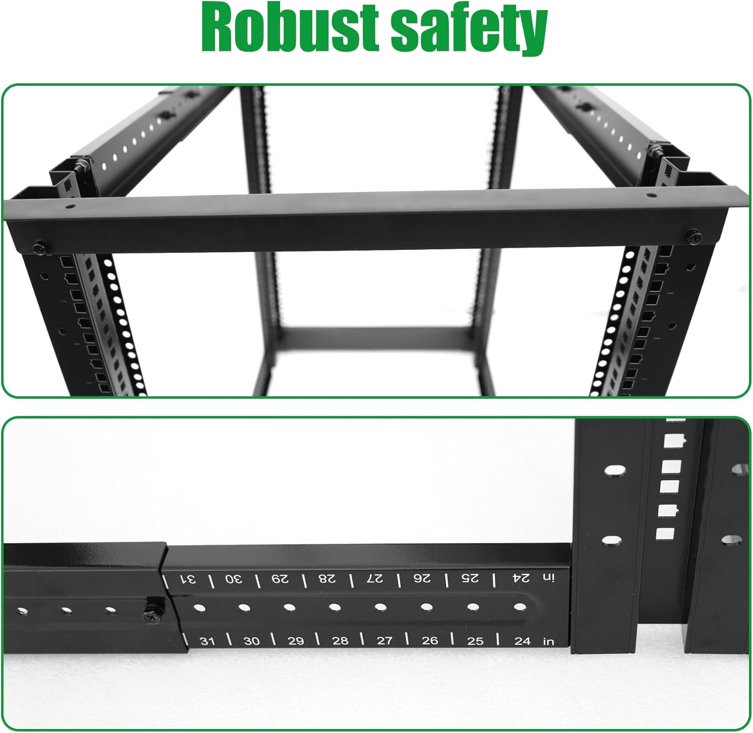 4-Post 15U Open Frame Server Rack for 19" IT Network Equipment & A/V Devices，22"-34" Adjustable Depth，Heavy Duty Free Standing Rack for Servers & AV Gear 4POST-N15U