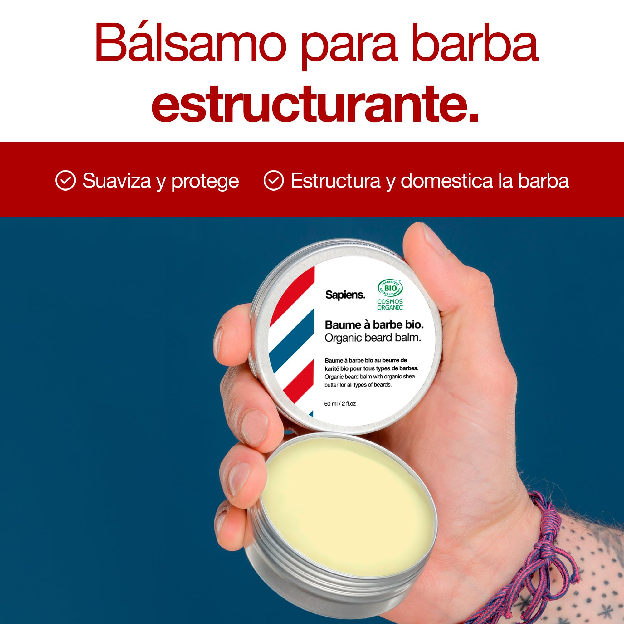 Sapiens Barbershop Kit para Barba Hombre - Aceite Orgánico para Barba + Bálsamo Orgánico para Barba + Cepillo de Cerda de Jabalí - Esenciales para el Cuidado de la Barba Hombre