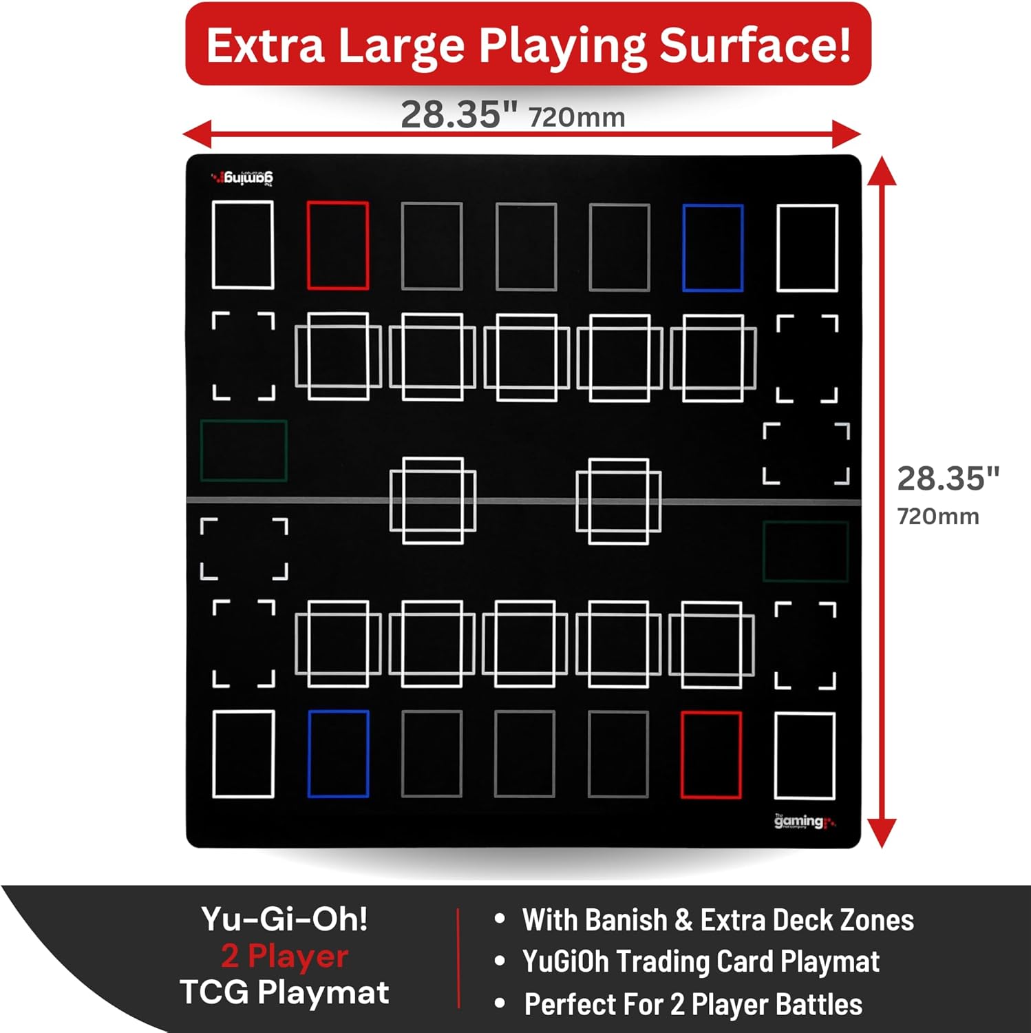 The Gaming Mat Company Compatible Yu-Gi-Oh! Playmat for Yu-Gi-Oh! Cards - XL 2 Player 28.35" x 28.35" x 0.08" (2mm) Thick