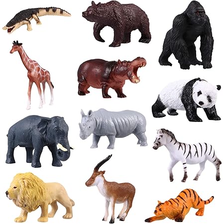Amazon Toymytoy 動物模型 モデル 野生動物 おもちゃ 人気動物 フィギュア 動物園 森の情景コレクション 教育認知 動物園 誕生日 プレゼント 知育玩具 12pcs プラモデル 通販