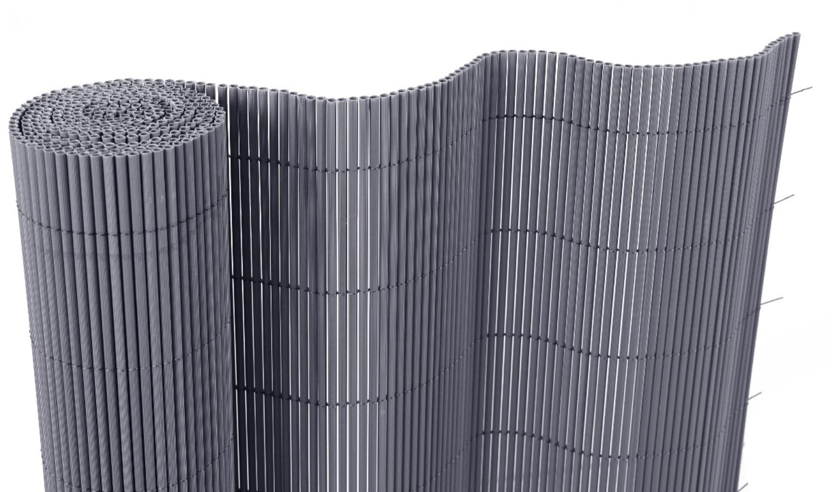 Mugar- Cañizo de PVC imitación a Mimbre de PVC de 1.600gr/m2- Mimbre Artificial- 5 MODELOS (Gris, 1.5x3 metros)