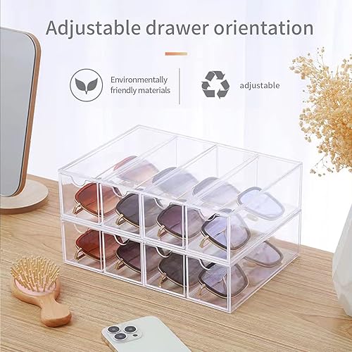 Miniatura 5 de Organizador apilable de almacenamiento de 4 cajones para tocador, baño, dormitorio, escritorio, oficina, 2.5 x 6.9 x 9.7 pulgadas, transparente
