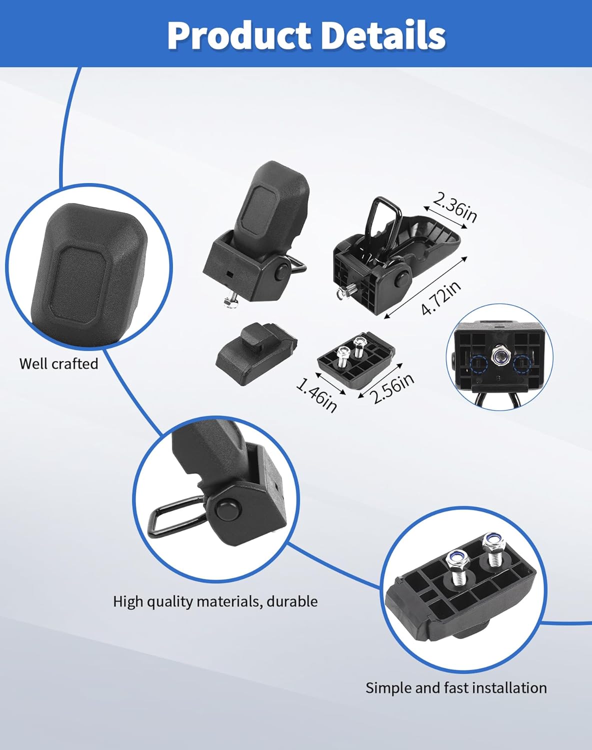 Hood Latches Hood Lock Catch Kit for Jeep Wrangler JK JKU 2018-2025