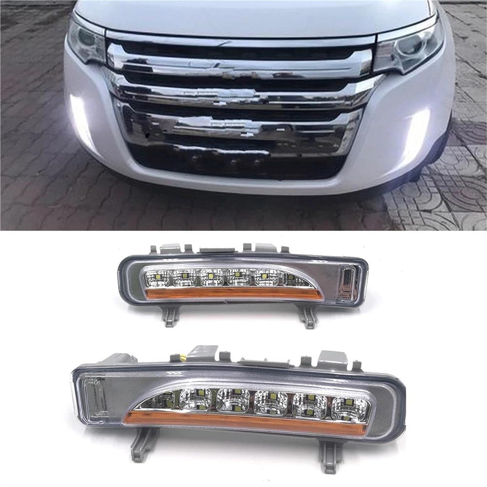 Giro Indicadoras Luz 1 Par De Luces De Circulación Diurna LED DRL ABS De 12 V Con Luces De Señal De Giro Y Lámpara Antiniebla Para Ford Para Edge 2009-2014