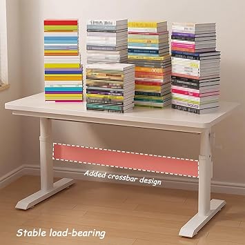 Adjustable Standing Desk, Manual Stand Up Desk, White Sit Stand Desk, Modern Computer Desk, Ergonomic Gaming Desk for Home Office, Thick Metal Legs(100x60cm/39.3x23.6in)