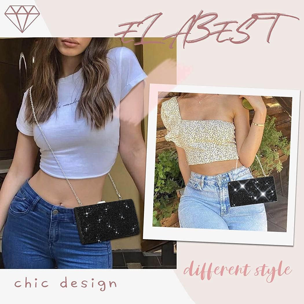 ELABEST Rhinestone Clutch Purse Bling Evening Bag for Women Formal Dress Wedding Double Sided Diamond Handbag - Image 5