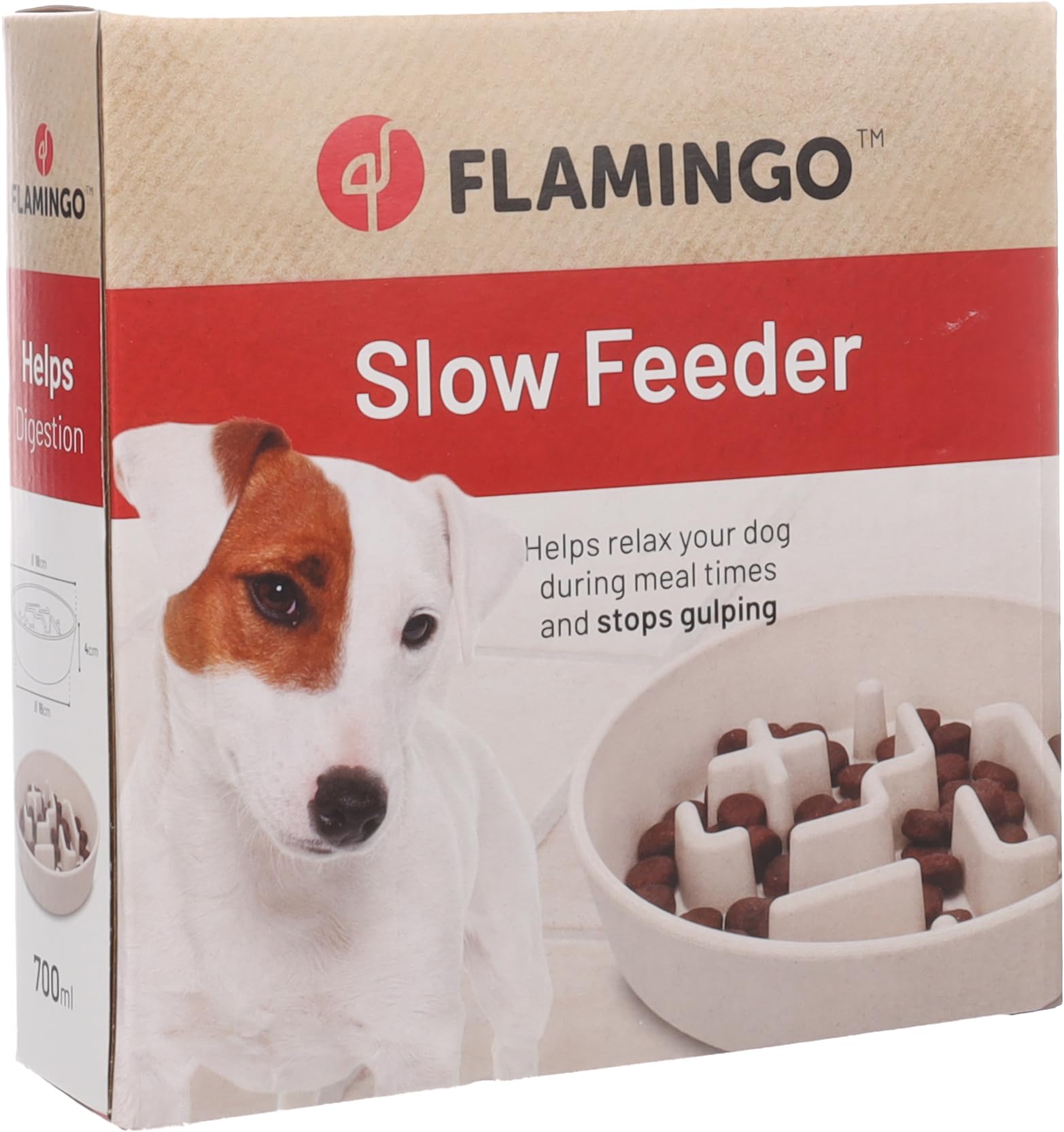 FEEDING BOWL SLOW FEEDER KANA ROUND BEIGE 18CM 700ML