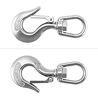 Vista 2 de QWORK Ganchos deslizantes, gancho de elevación giratorio, gancho de horquilla, gancho de cadena de elevación giratoria de acero inoxidable de 1400