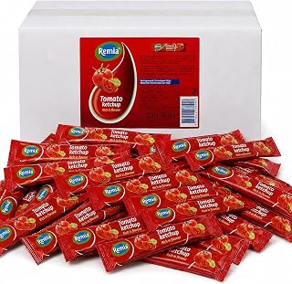 Remia Tomato Ketchup Packets 200 Count Bulk Box, Authentic Dutch Ketchup Since 1925, Large 18ml Single-Serve Ketchup Sticks for Restaurants, Cafes, Takeout and Delivery, Gluten-Free, Vegetarian, Made with Real Tomato Paste, Imported from the Netherlands (200 x 18ml Sachets)