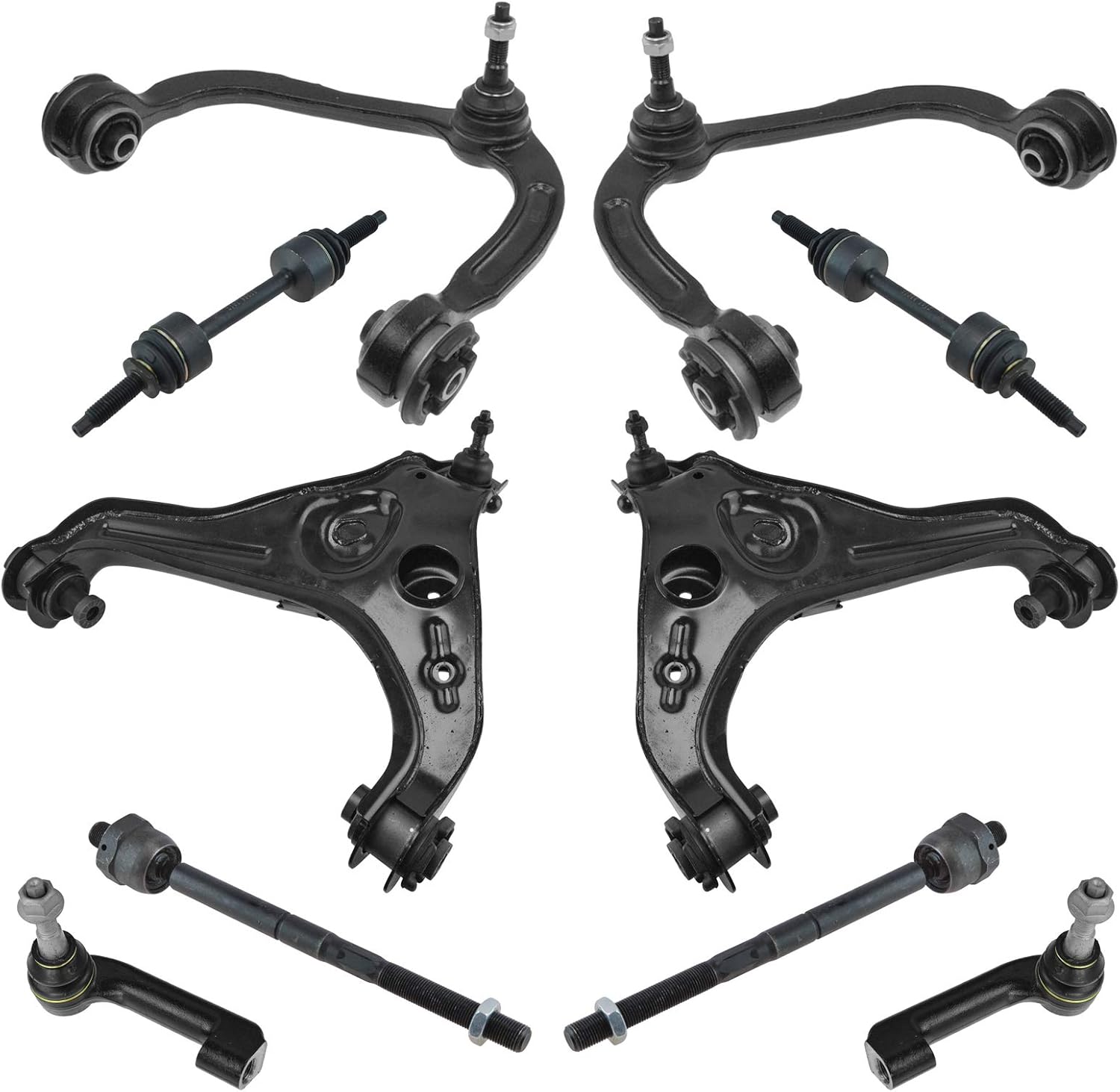 TRQ Front Steering & Suspension Kit Control Arm with Ball Joint Sway Bar Stabilizer Link Tie Rod Compatible with 2009-2013 Ford F-150