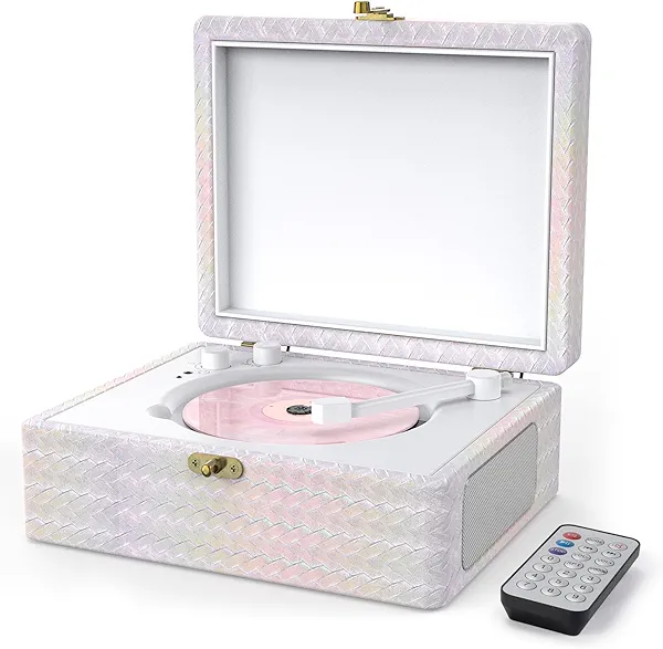 CD Player Portable with Speakers Bluetooth Desktop Knit Retro CD Player for Home Rechargeble Battery Small Vintage CD Player with Bluetooth Input, USB Playback, AUX in, Headphone Jack, Remote Control