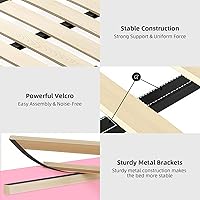 Vista 7 de BarnFurin Base de cama Queen con luces LED, plataforma tapizada con cabecera capitonada de diamante, no necesita somier, sin ruido, fácil montaje