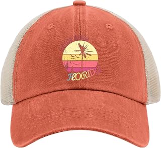 Cocoa Beachs Florida Vintage Hats for Men Funny Beach Trucker Hat for Men Workout Cap Breathable Sun Hat