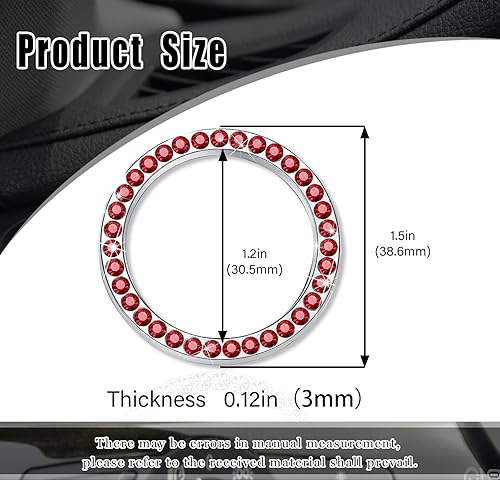 Miniatura 2 de 2 anillos de decoración de arranque y parada de motor de automóvil con doble diamantes de imitación, accesorios para interiores de automóvil, anillo