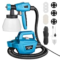 Tilswall Pistola a Spruzzo per Verniciare,800W HVLP Spruzzatori di Vernice,1200ml, min,Contenitore 1300ml,3 Modalità e 3 Ugelli,Elettrica Pistola a Spruzzo,Facile da Usare e da Pulire