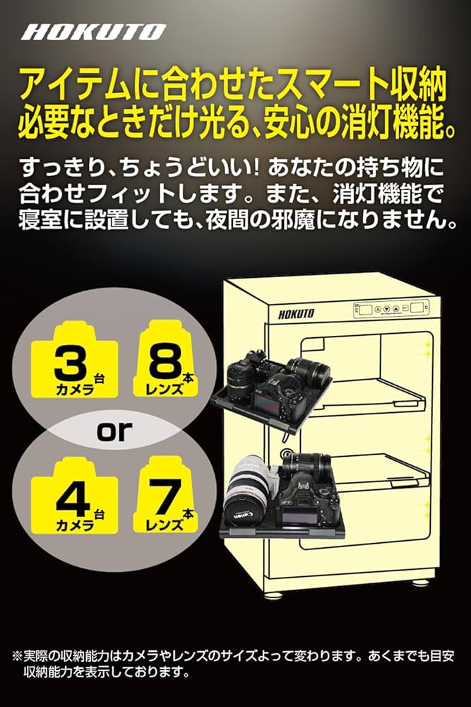 美品HOKUTO防湿庫　HB50EM HOKUTO 防湿庫・ドライボックス HB-50EM 全自動除湿 5年保証