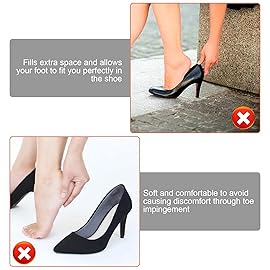 WLLHYF Soft Sponge Adjustable Shoe Filler, Toe Plug Foot Brace, Unisex Size Inserts for High Heel Shoes, Reusable, 2 Pairs