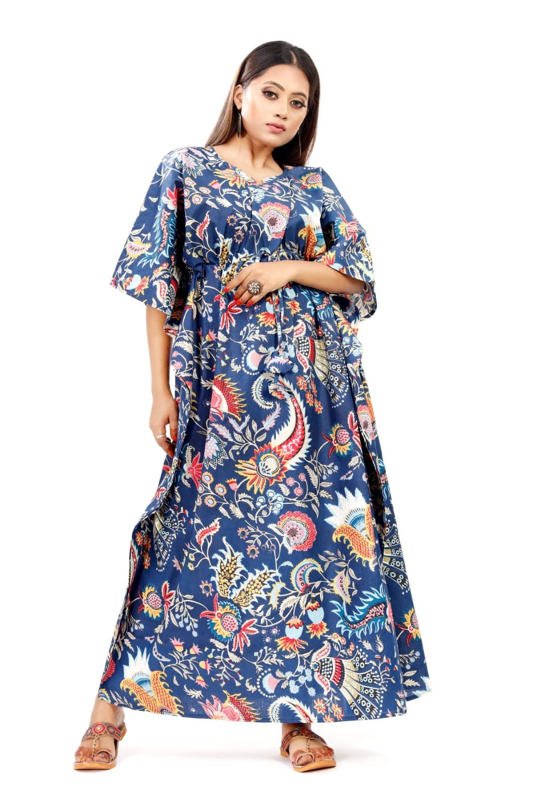 modi factory AIPUR Export Quality,Women's Cotton Kaftan Plus Size Maxi Kaftan Gown Handmade Jaipur Block Print Sleepwear One Piece Long Dress Jaipur Print .Size Adjustable m to XXXL-picture-18